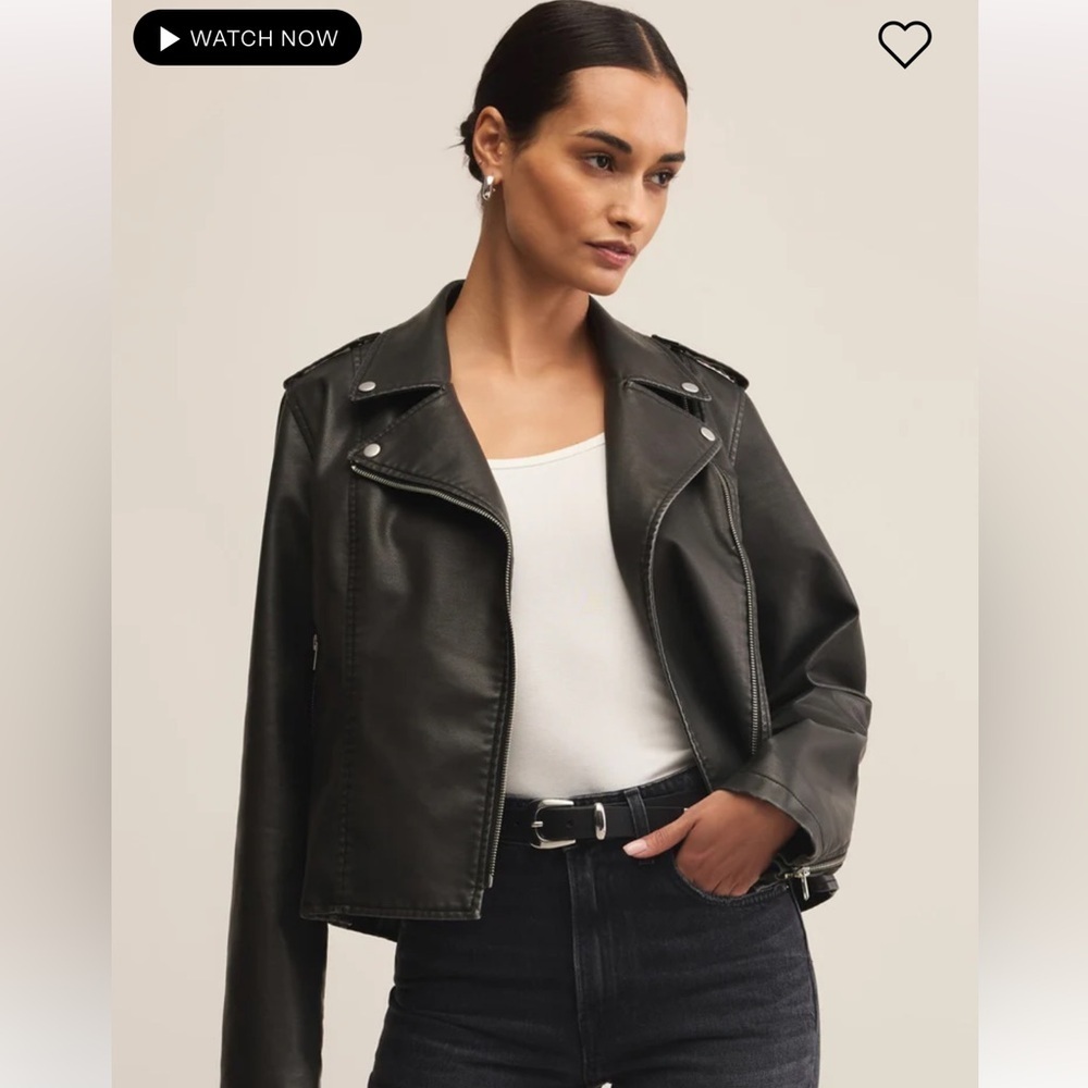 A Supply Alchemy Moto Faux Leather Women's Black Leather Jacket‎